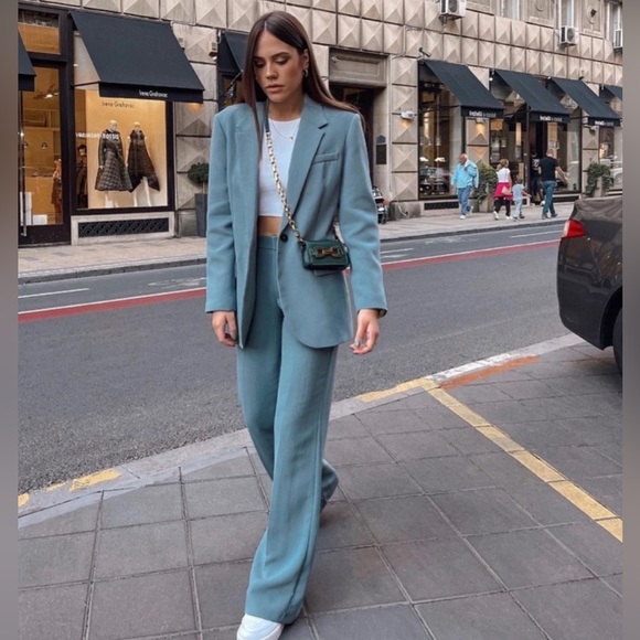 NWT Zara Menswear Style High Waisted Full Length Pleated Trouser Pants size S - Picture 2 of 12